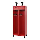 Vestiaire de pompiers C+P Evolo, modèle PRAKTUS, 2 compartiments, H 1950 x L 800 x P 500 mm, pieds, rouge feu RAL 3000