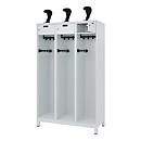 Vestiaire de pompiers C+P Evolo, modèle PRAKTUS, 3 compartiments, H 1850 x L 1200 x P 500 mm pieds, gris clair
