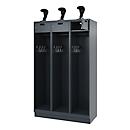 Vestiaire de pompiers C+P Evolo, modèle PRAKTUS, 3 compartiments, H 1950 x L 1200 x P 500 mm, socle, gris anthracite RAL 7016