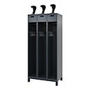 Vestiaire de pompiers C+P Evolo, modèle PRAKTUS, 3 compartiments, H 1950 x L 900 x P 500 mm, pieds, gris anthracite RAL 7016