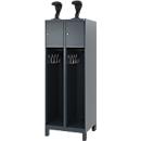 Vestiaire de pompiers C+P Evolo, modèle YOUNGSTER, 2 compartiments, H 1630 x L 600 x P 500 mm, pieds, gris anthracite RAL 7016
