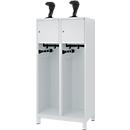 Vestiaire de pompiers C+P Evolo, modèle YOUNGSTER, 2 compartiments, H 1630 x L 800 x P 500 mm, pieds, gris clair RAL 7035