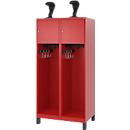 Vestiaire de pompiers C+P Evolo, modèle YOUNGSTER, 2 compartiments, H 1630 x L 800 x P 500 mm, pieds, rouge feu RAL 3000
