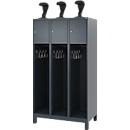 Vestiaire de pompiers C+P Evolo, modèle YOUNGSTER, 3 compartiments, H 1630 x L 900 x P 500 mm, pieds, gris anthracite RAL 7061