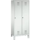 Vestiaire Evolo S 3000, acier, sur pieds, 2 compartiments, l. 400 mm chacun, serrure à cylindre, gris clair RAL 7035/gris clair RAL 7035