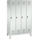 Vestiaire Evolo S 3000, acier, sur pieds, 4 compartiments, l. 300 mm chacun, came batteuse, gris clair RAL 7035/gris clair RAL 7035