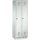 Vestiaire Evolo S 3000, avec socle, 2 compartiments, serrure à cylindre, gris clair RAL 7035/gris clair RAL 7035