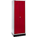 Vestiaire - l. 630 x P 500 x H 1800 mm - 2 portes battantes - avec serrure à cylindre - gris clair/rouge rubis - notre marque Schäfer Shop Select