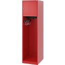 Vestiaire pompier C+P Evolo Youngster, 1 compartiment, sans porte-casque, patins de sol, L 400 x P 500 x H 1530 mm, RAL 3000 rouge feu