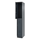 Vestiaire pompiers à deux étages C+P Flexo White, 1 compartiment avec 2 casiers, socle, L 300 x P 500 x H 1950 mm, RAL 7016 gris anthracite