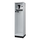 Vestiaire pompiers C+P Evolo Flexo, 1 compartiment, porte-casque, avec socle, L 500 x P 500 x H 1950 mm, RAL 7035 gris clair