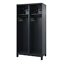 Vestiaire pompiers C+P Evolo Flexo, 2 compartiments, porte-casque, avec pieds, L 1000 x P 500 x H 1950 mm, RAL 7016 gris anthracite/RAL 7021 gris noir