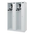Vestiaire pompiers C+P Evolo Kombi, 4 compartiments pour 2 personnes, avec porte-casque, patins de sol, L 1200 x P 500 x H 1850 mm, gris clair RAL 7035