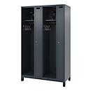 Vestiaire pompiers C+P Evolo Kombi, 4 compartiments pour 2 personnes, avec porte-casque, pieds, L 1200 x P 500 x H 1950 mm, RAL 7016 gris anthracite/RAL 7021 gris noir