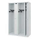 Vestiaire pompiers C+P Evolo Kombi, 4 compartiments pour 2 personnes, sans porte-casque, patins de sol, L 1200 x P 500 x H 1850 mm, gris clair RAL 7035