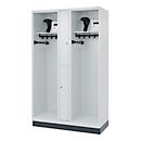 Vestiaire pompiers C+P Evolo Maxi, 4 compartiments pour 2 personnes, avec porte-casque, avec socle, L 1200 x P 500 x H 1950 mm, RAL 7035 gris clair/RAL 7016 gris anthracite