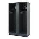 Vestiaire pompiers C+P Evolo Maxi, 4 compartiments pour 2 personnes, avec porte-casque, avec socle, L 1200 x P 600 x H 1950 mm, RAL 7016 gris anthracite