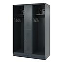 Vestiaire pompiers C+P Evolo Maxi, 4 compartiments pour 2 personnes, avec porte-casque, avec socle, L 1300 x P 600 x H 1950 mm, RAL 7016 gris anthracite