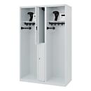Vestiaire pompiers C+P Evolo Maxi, 4 compartiments pour 2 personnes, avec porte-casque, patins au sol, L 1200 x P 500 x H 1850 mm, gris clair RAL 7035