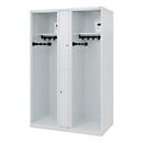 Vestiaire pompiers C+P Evolo Maxi, 4 compartiments pour 2 personnes, sans porte-casque, patins au sol, L 1200 x P 500 x H 1850 mm, gris clair RAL 7035