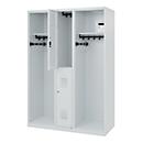 Vestiaire pompiers C+P Evolo Maxi, 4 compartiments pour 2 personnes, sans porte-casque, patins de sol, L 1300 x P 500 x H 1850 mm, gris clair RAL 7035