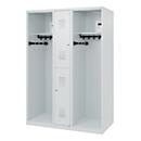 Vestiaire pompiers C+P Evolo Maxi, 4 compartiments pour 2 personnes, sans porte-casque, patins de sol, L 1300 x P 600 x H 1850 mm, gris clair RAL 7035