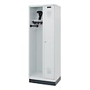 Vestiaire pompiers C+P Evolo, modèle KOMBI, 2 compartiments, H 1950 x L 700 x P 500 mm, socle, gris clair RAL 7035