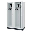 Vestiaire pompiers C+P Evolo, modèle KOMBI, 4 compartiments, H 1950 x L 1200 x P 500 mm, socle, gris clair RAL 7035