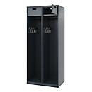 Vestiaire pompiers C+P Evolo PRAKTUS, 2 compartiments, avec socle, patins au sol, L 800 x P 500 x H 1850 mm, RAL 7016 gris anthracite