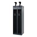 Vestiaire pompiers C+P Evolo PRAKTUS, 2 compartiments, porte-casque, avec socle, patins de sol, L 600 x P 500 x H 1850 mm, RAL 7016 gris anthracite