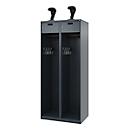 Vestiaire pompiers C+P Evolo PRAKTUS, 2 compartiments, porte-casque, avec socle, patins de sol, L 800 x P 500 x H 1850 mm, RAL 7016 gris anthracite