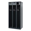 Vestiaire pompiers C+P Evolo PRAKTUS, 3 compartiments, avec socle, patins au sol, L 900 x P 500 x H 1850 mm, RAL 7016 gris anthracite