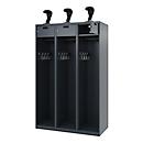 Vestiaire pompiers C+P Evolo PRAKTUS, 3 compartiments, porte-casque, avec socle, patins de sol, L 1200 x P 500 x H 1850 mm, RAL 7016 gris anthracite