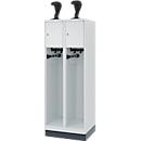 Vestiaire pompiers C+P Evolo Youngster, 2 compartiments, avec porte-casque, avec socle, L 600 x P 500 x H 1630 mm, RAL 7035 gris clair/RAL 7016 gris anthracite