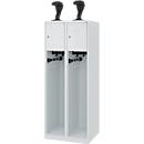 Vestiaire pompiers C+P Evolo Youngster, 2 compartiments, avec porte-casque, patins au sol, L 600 x P 500 x H 1530 mm, RAL 7035 gris clair
