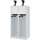 Vestiaire pompiers C+P Evolo Youngster, 2 compartiments, avec porte-casque, patins au sol, L 800 x P 500 x H 1530 mm, gris clair RAL 7035