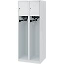 Vestiaire pompiers C+P Evolo Youngster, 2 compartiments, sans porte-casque, patins au sol, L 600 x P 500 x H 1530 mm, gris clair RAL 7035