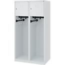 Vestiaire pompiers C+P Evolo Youngster, 2 compartiments, sans porte-casque, patins au sol, L 800 x P 500 x H 1530 mm, gris clair RAL 7035