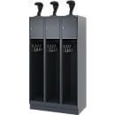 Vestiaire pompiers C+P Evolo Youngster, 3 compartiments, avec porte-casque, avec socle, L 900 x P 500 x H 1630 mm, RAL 7016 gris anthracite