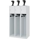 Vestiaire pompiers C+P Evolo Youngster, 3 compartiments, avec porte-casque, patins au sol, L 900 x P 500 x H 1530 mm, gris clair RAL 7035