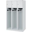 Vestiaire pompiers C+P Evolo Youngster, 3 compartiments, sans porte-casque, patins au sol, L 900 x P 500 x H 1530 mm, gris clair RAL 7035