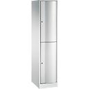 Vestiaire Resisto de C+P, 1 compartiment, 2 casiers, L 396 x P 540 x H 1950 mm, gris clair/rouge rubis