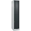 Vestiaire Resisto de C+P, 1 compartiment, 2 casiers, L 396 x P 640 x H 1950 mm, gris clair/gris anthracite