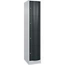 Vestiaire Resisto de C+P - 1 compartiment avec 4 casiers - l. 396 x P 640 x H 1950 mm - gris clair RAL 7035 et anthracite RAL 7016