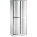 Vestiaire Resisto de C+P, 2 compartiments, 4 casiers, L 772 x P 540 x H 1950 mm, gris clair/vert clown