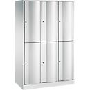 Vestiaire Resisto de C+P, 3 compartiments, 6 casiers, L 1148 x P 540 x H 1950 mm, gris clair/vert clown