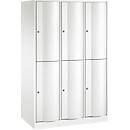 Vestiaire Resisto de C+P, 3 compartiments, 6 casiers, L 1148 x P 640 x H 1950 mm, blanc signalisation