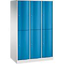 Vestiaire Resisto de C+P, 3 compartiments, 6 casiers, L 1148 x P 640 x H 1950 mm, gris clair/bleu clair