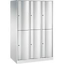 Vestiaire Resisto de C+P, 3 compartiments, 6 casiers, L 1148 x P 640 x H 1950 mm, gris clair/vert clown