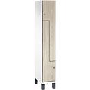 Vestiaire Z Cambio de C+P, 1 compartiment, sur pieds, L 300 x P 525 x H 1980 mm, blanc signalisation/décor frêne wengé